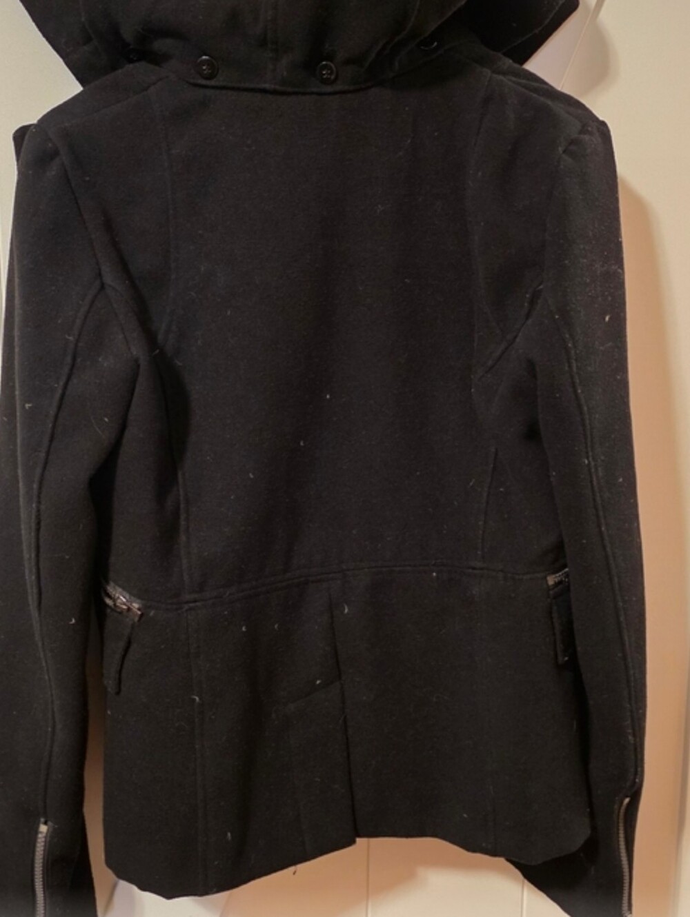 Grane Black Zip-Front Wool-Blend Moto Jacket - Picture 4 of 4